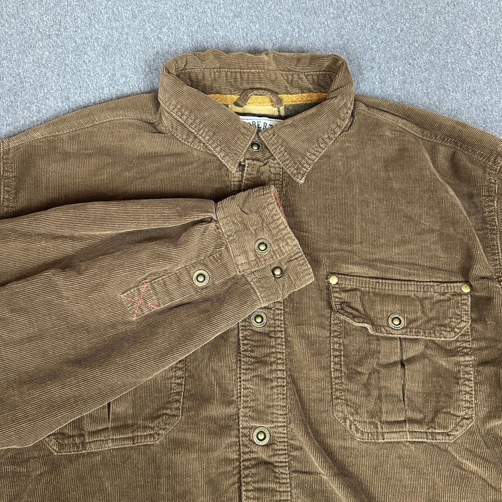 Gioberti Corduroy Shirt Jacket Mens L Brown Flannel Lined Snap Button Shacket
